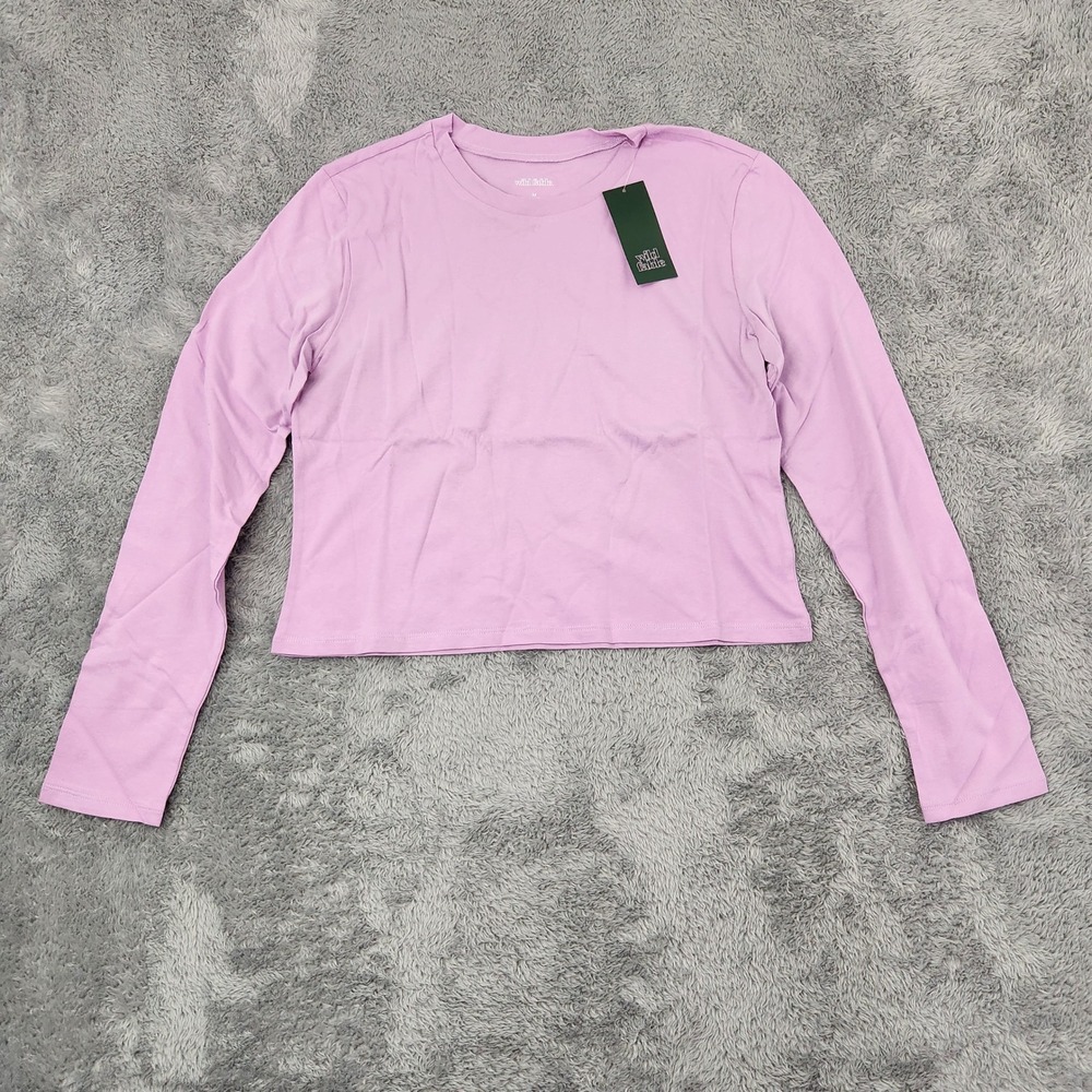 Wild Fable T-Shirt Womens M Purple‎ LS Value Tee Lilac Streak Long Sleeve Cotton